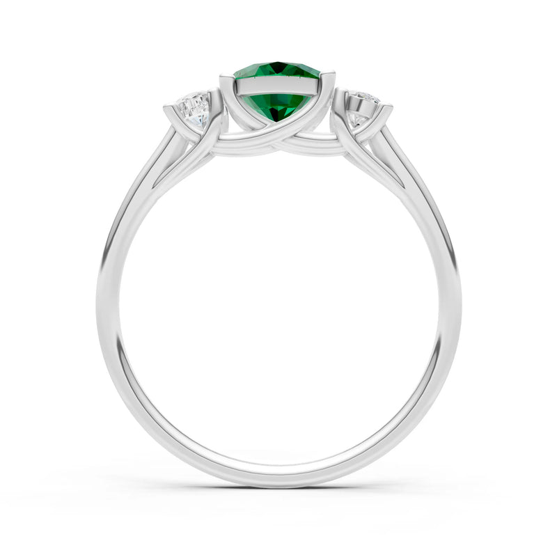 Emerald Three Oval Cut Stone Ring
