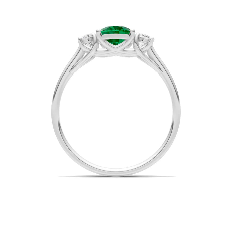 Emerald Three Oval Cut Stone Ring