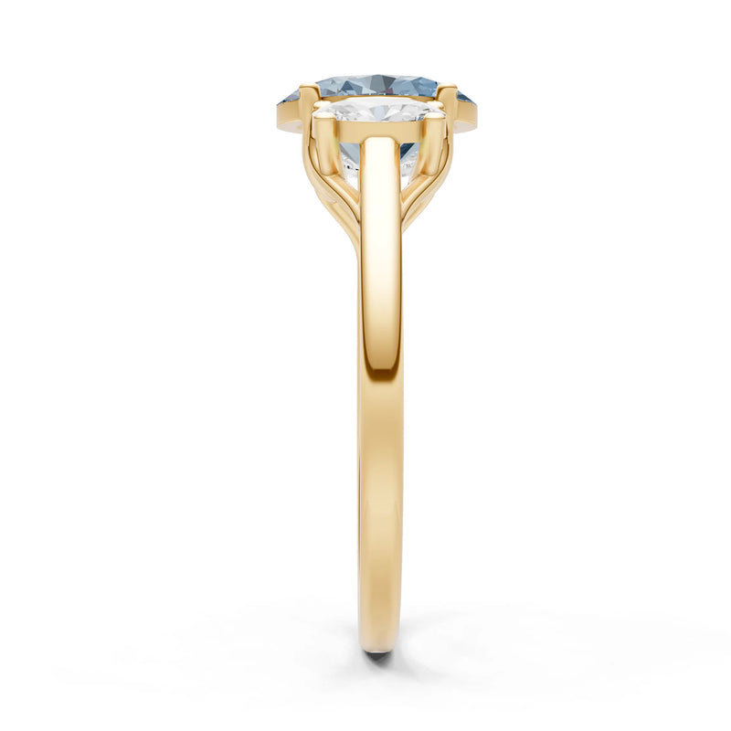 Aquamarine Three Oval Cut Stone Ring
