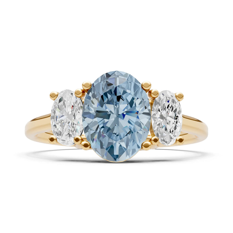 Aquamarine Three Oval Cut Stone Ring
