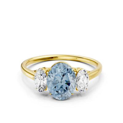 Aquamarine Three Oval Cut Stone Ring
