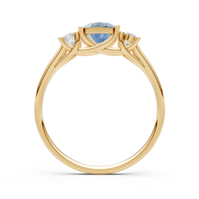 Aquamarine Three Oval Cut Stone Ring