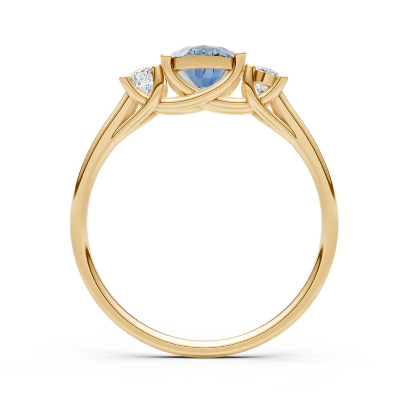 Aquamarine Three Oval Cut Stone Ring