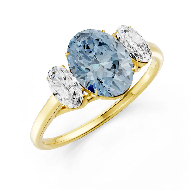 Aquamarine Three Oval Cut Stone Ring