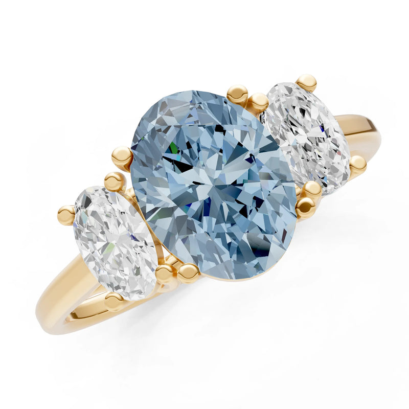 Aquamarine Three Oval Cut Stone Ring