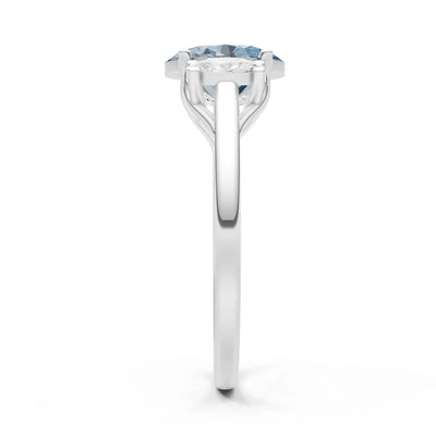 Aquamarine Three Oval Cut Stone Ring