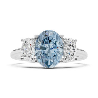 Aquamarine Three Oval Cut Stone Ring