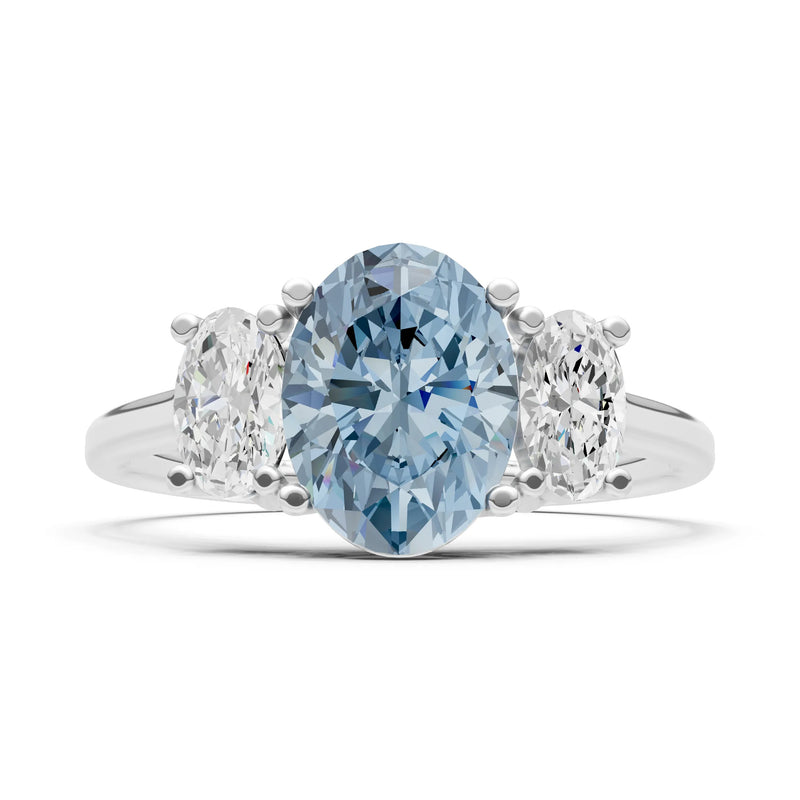 Aquamarine Three Oval Cut Stone Ring