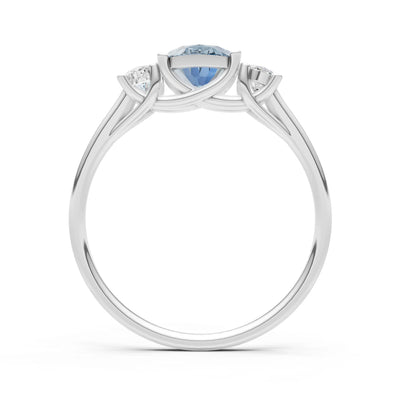 Aquamarine Three Oval Cut Stone Ring