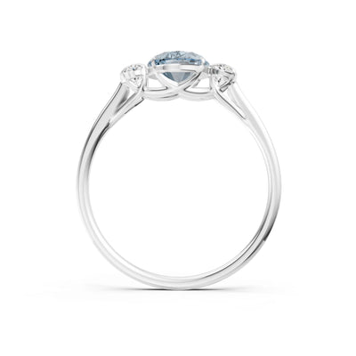 Aquamarine Three Oval Cut Stone Ring