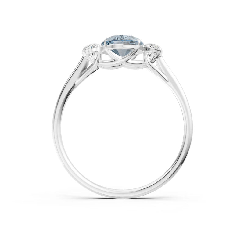 Aquamarine Three Oval Cut Stone Ring