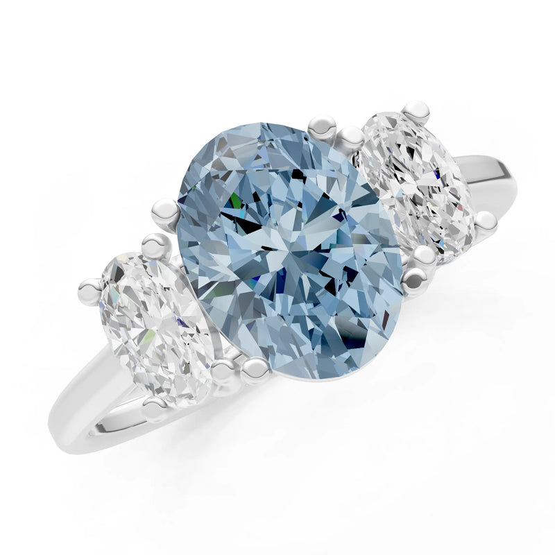 Aquamarine Three Oval Cut Stone Ring