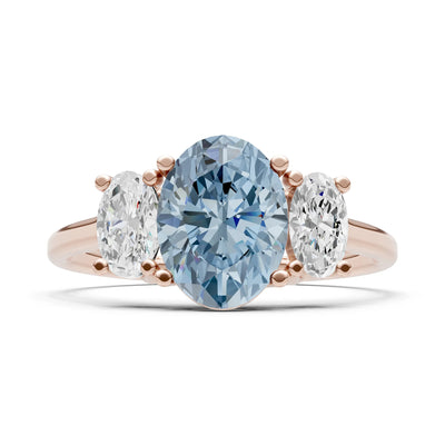 Aquamarine Three Oval Cut Stone Ring