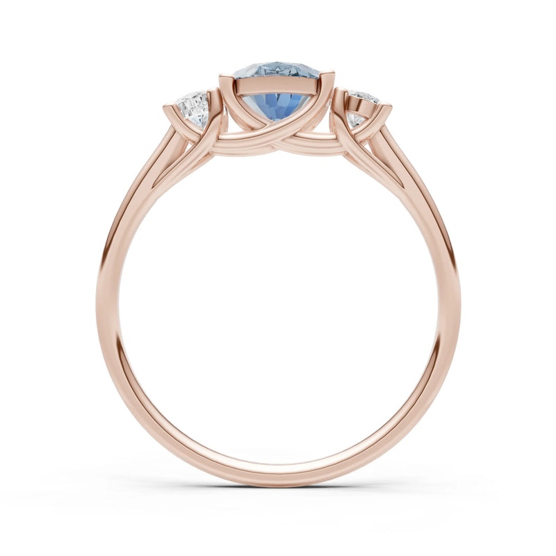 Aquamarine Three Oval Cut Stone Ring