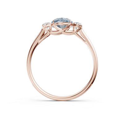 Aquamarine Three Oval Cut Stone Ring