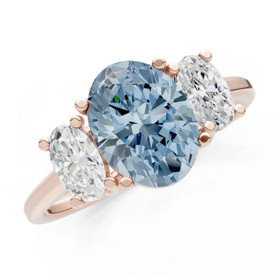 Aquamarine Three Oval Cut Stone Ring
