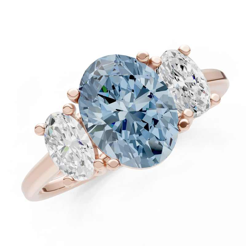 Aquamarine Three Oval Cut Stone Ring