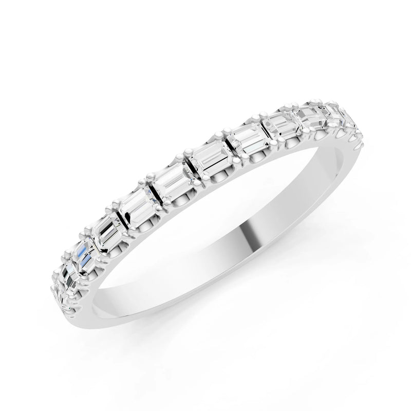 Diamond Straight Baguette Thin Half Eternity Band