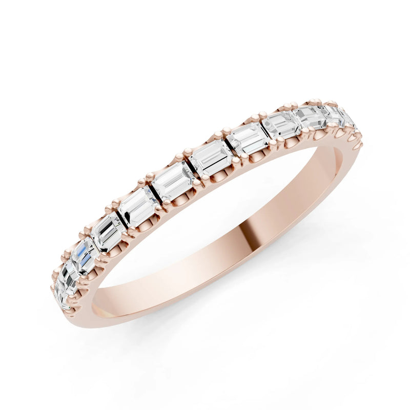 Diamond Straight Baguette Thin Half Eternity Band