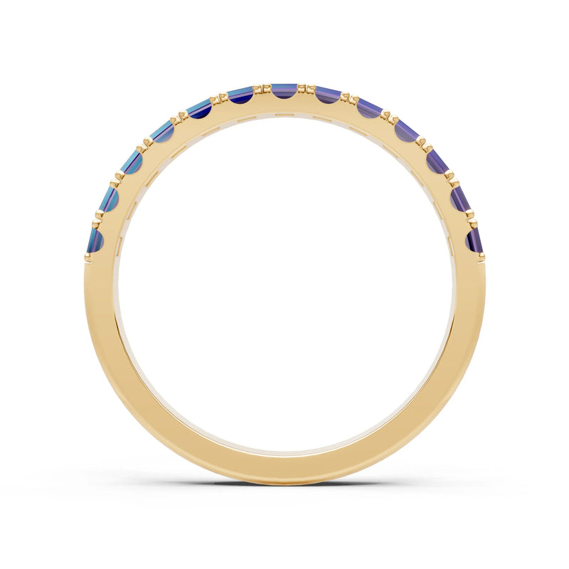 Amethyst Straight Baguette Thin Half Eternity Band