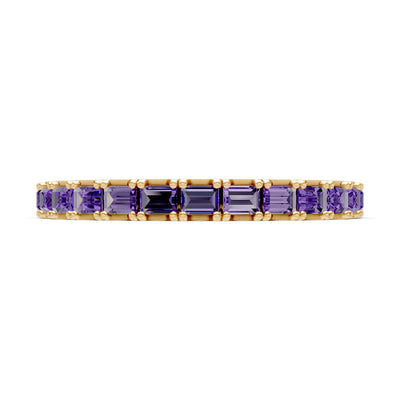 Amethyst Straight Baguette Thin Half Eternity Band