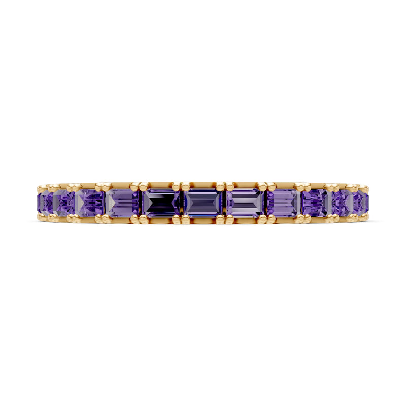 Amethyst Straight Baguette Thin Half Eternity Band