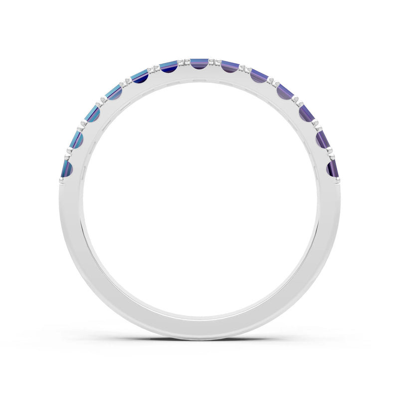 Amethyst Straight Baguette Thin Half Eternity Band