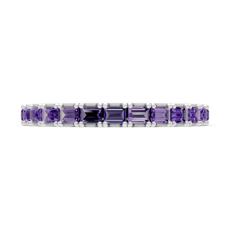 Amethyst Straight Baguette Thin Half Eternity Band