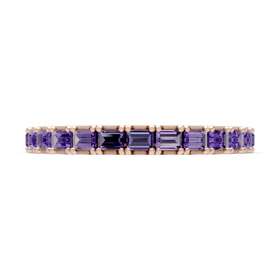 Straight Baguette Thin Half Eternity Gold Band