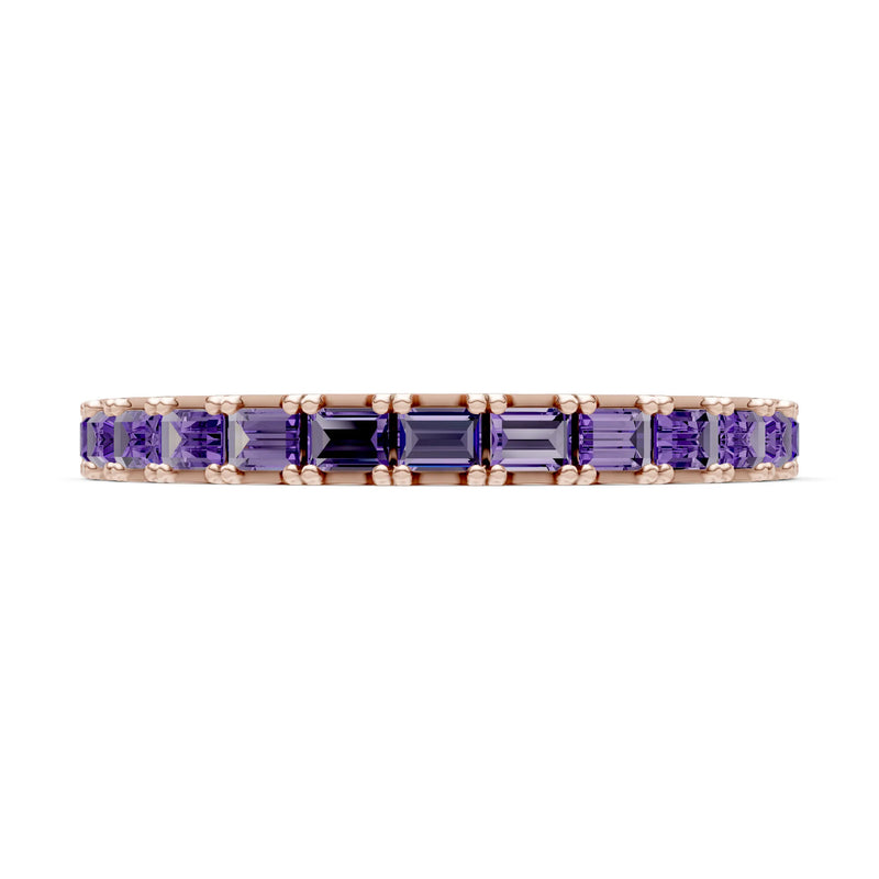 Amethyst Straight Baguette Thin Half Eternity Band