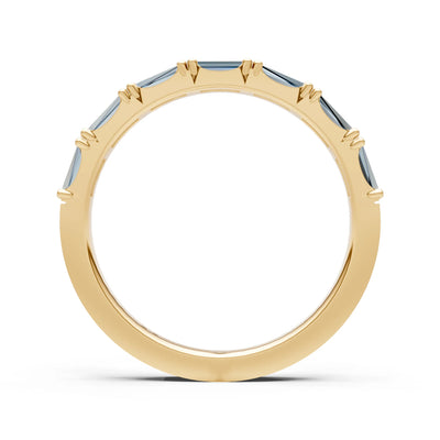 Aquamarine Straight Baguette Half Eternity Band