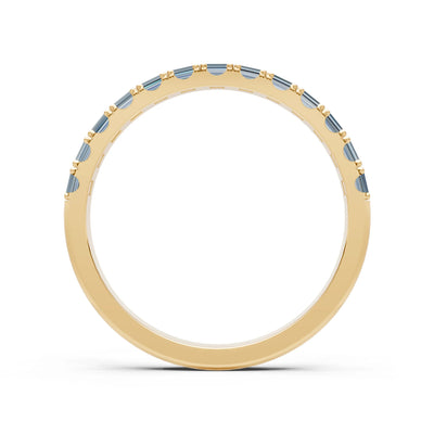 Aquamarine Straight Baguette Thin Half Eternity Band