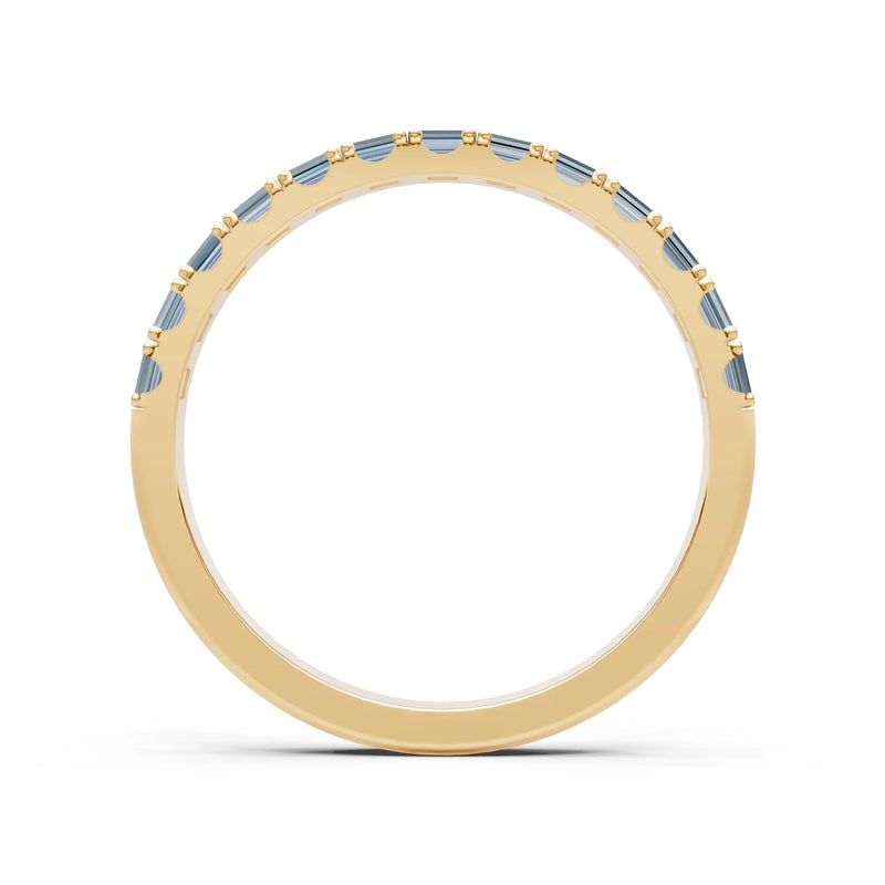 Aquamarine Straight Baguette Thin Half Eternity Band