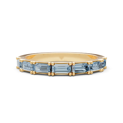 Aquamarine Straight Baguette Half Eternity Band