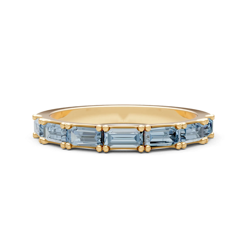 Aquamarine Straight Baguette Half Eternity Band