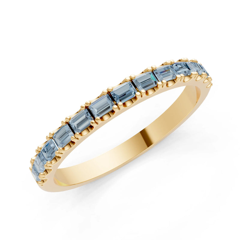 Aquamarine Straight Baguette Thin Half Eternity Band