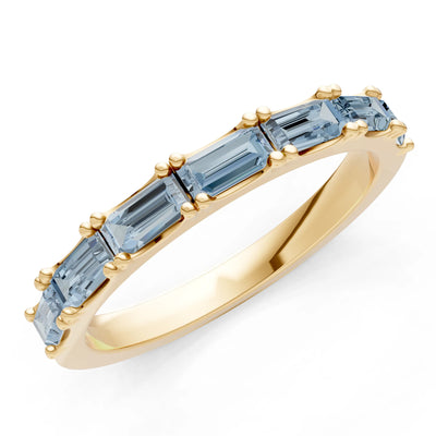 Aquamarine Straight Baguette Half Eternity Band