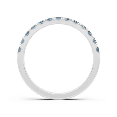 Aquamarine Straight Baguette Thin Half Eternity Band