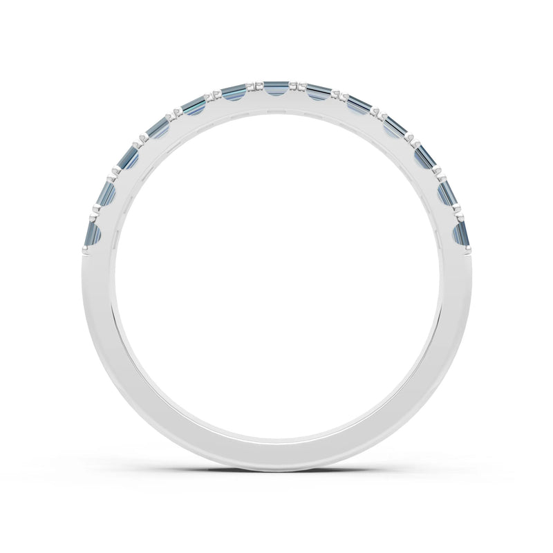 Aquamarine Straight Baguette Thin Half Eternity Band