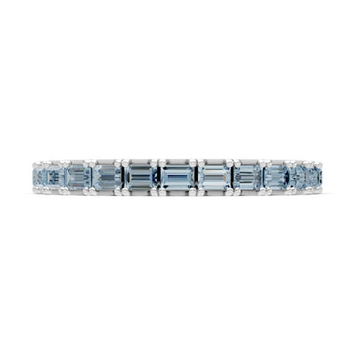 Aquamarine Straight Baguette Thin Half Eternity Band