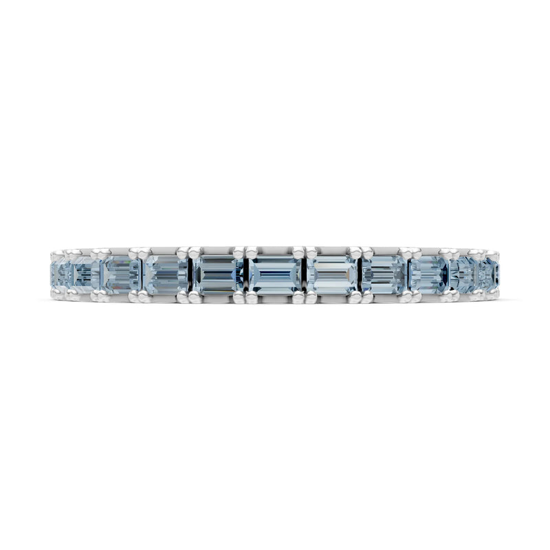 Aquamarine Straight Baguette Thin Half Eternity Band