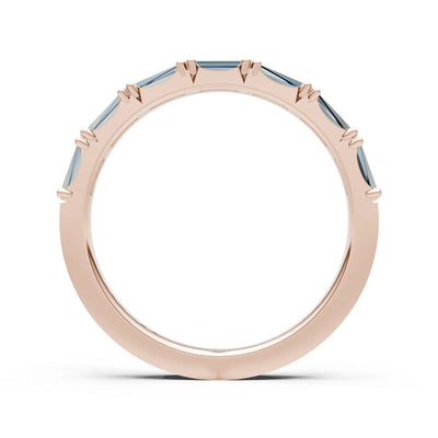 Aquamarine Straight Baguette Half Eternity Band