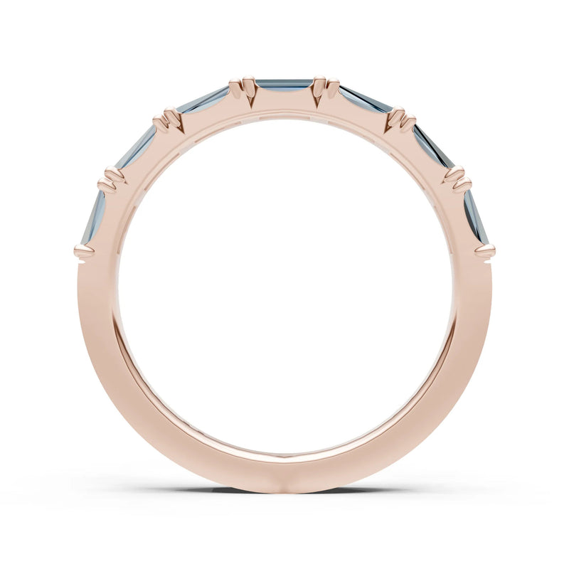 Aquamarine Straight Baguette Half Eternity Band