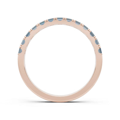 Aquamarine Straight Baguette Thin Half Eternity Band