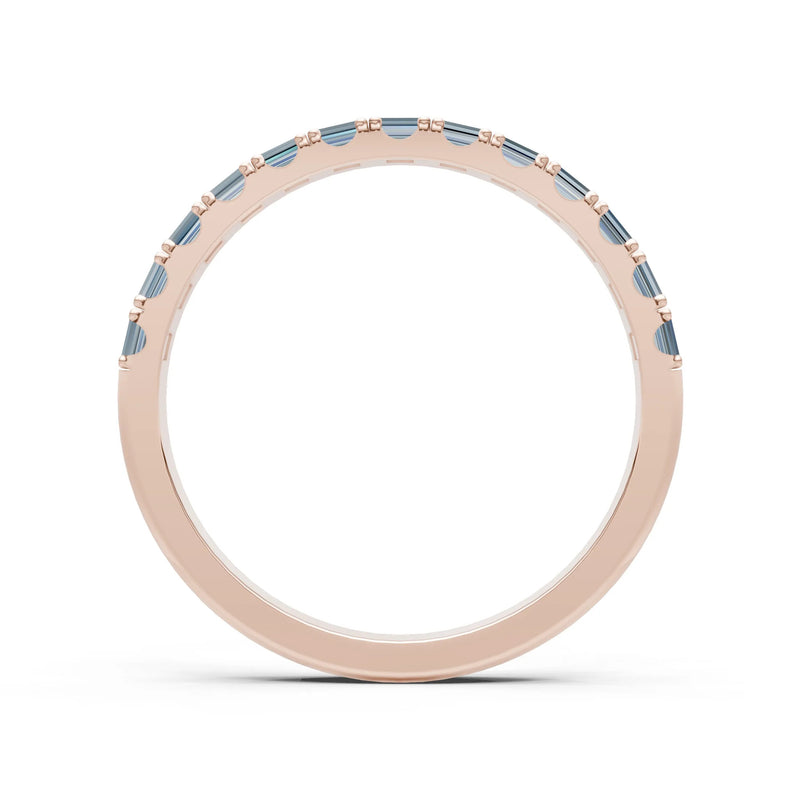 Aquamarine Straight Baguette Thin Half Eternity Band