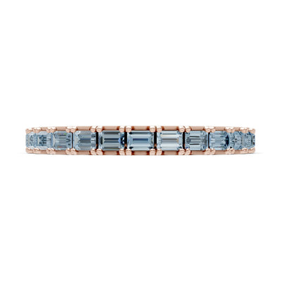 Aquamarine Straight Baguette Thin Half Eternity Band