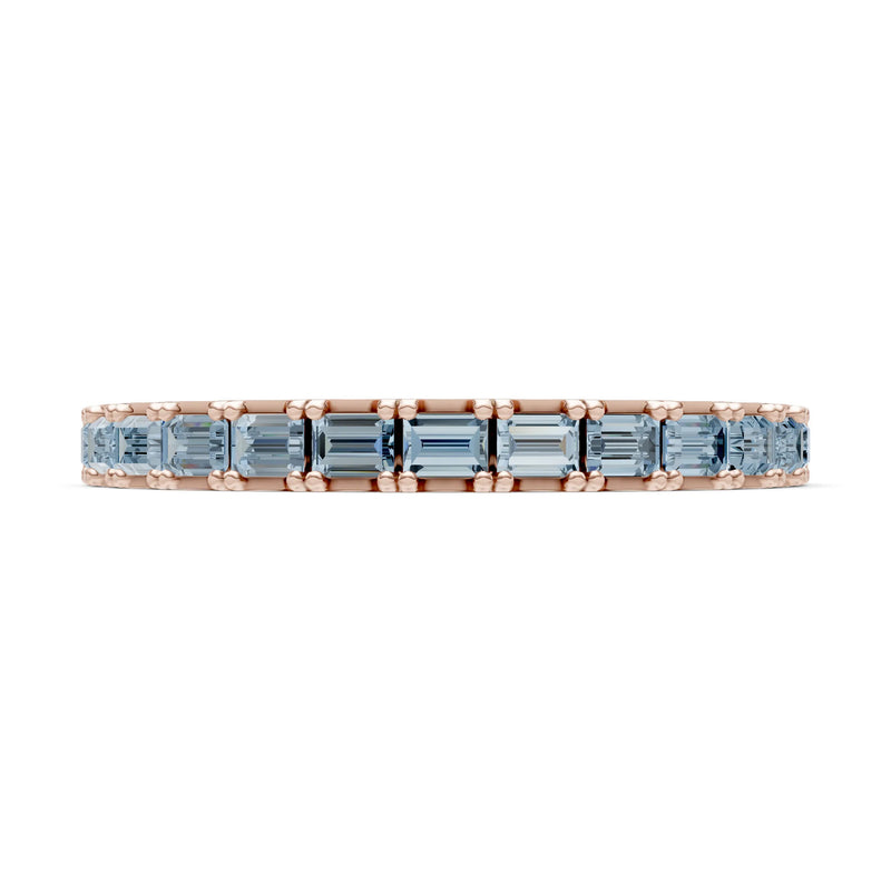 Aquamarine Straight Baguette Thin Half Eternity Band