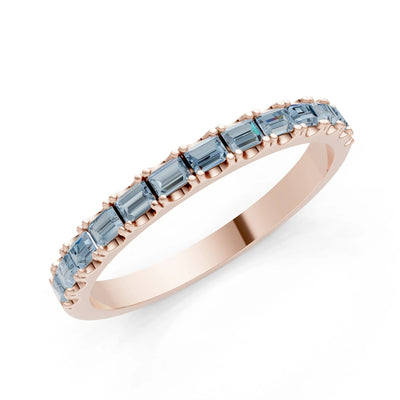 Aquamarine Straight Baguette Thin Half Eternity Band