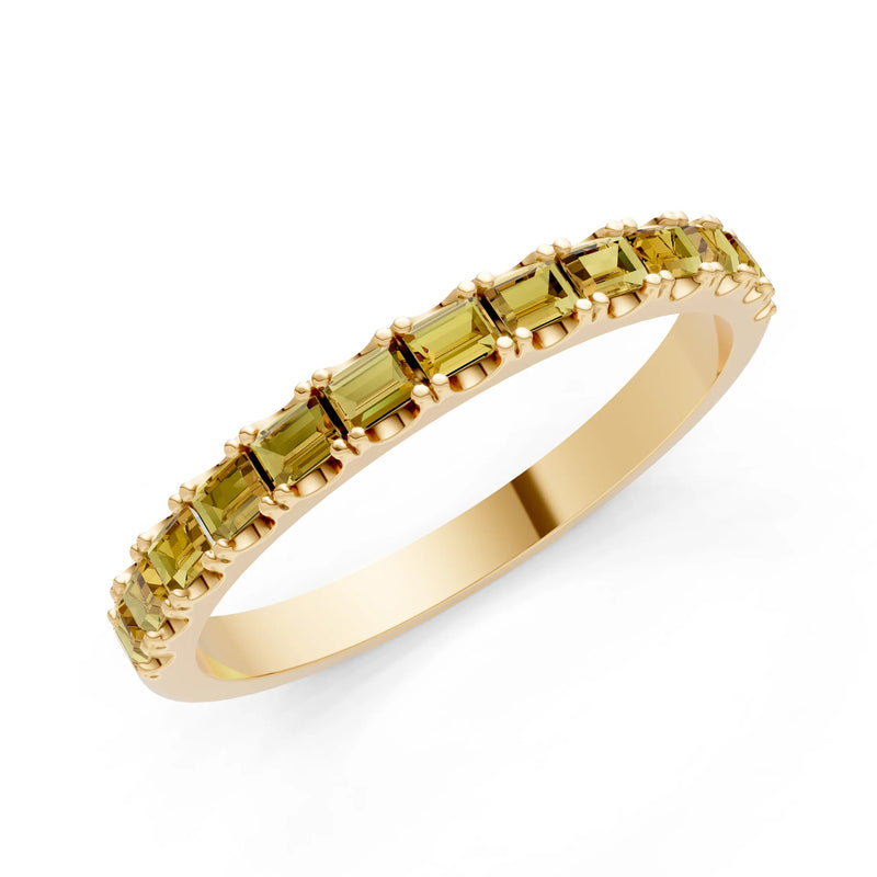 Citrine Straight Baguette Thin Half Eternity Band