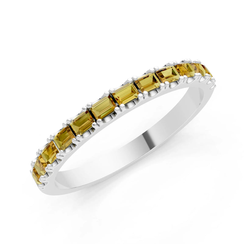 Straight Baguette Thin Half Eternity Gold Band